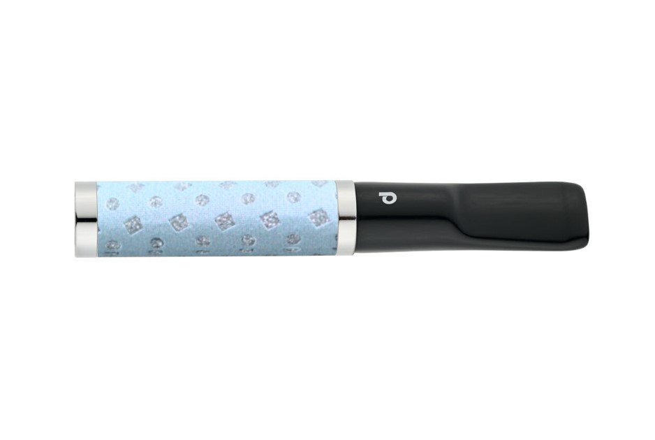 Denicotea Slimline cigaretta szipka világoskék csillámporos mintával, slim adapterrel – 69 mm